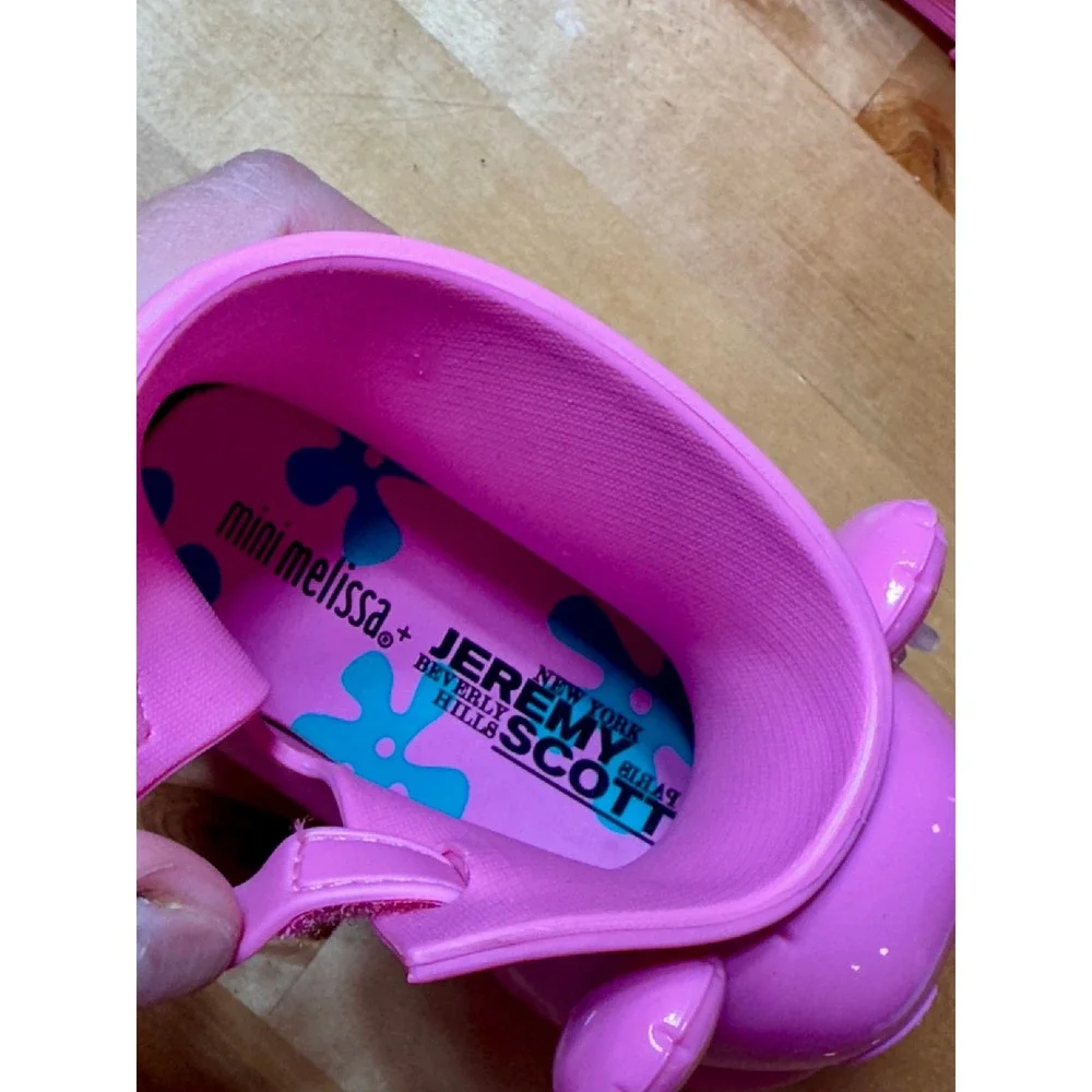 Mini Melissa Jeremy Scott Rain Boots Kids 6/7 Pink Excellent Bear Collaboration